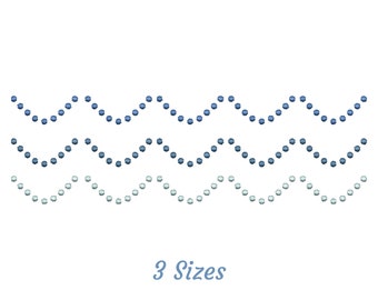 Ocean Wave Embroidery Design - Wavy Ocean Border - 3 Sizes