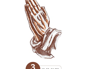 Praying Hands Embroidery Design, Prayer Hands Machine Embroidery Pattern, Religious Digital Download – 3 Sizes
