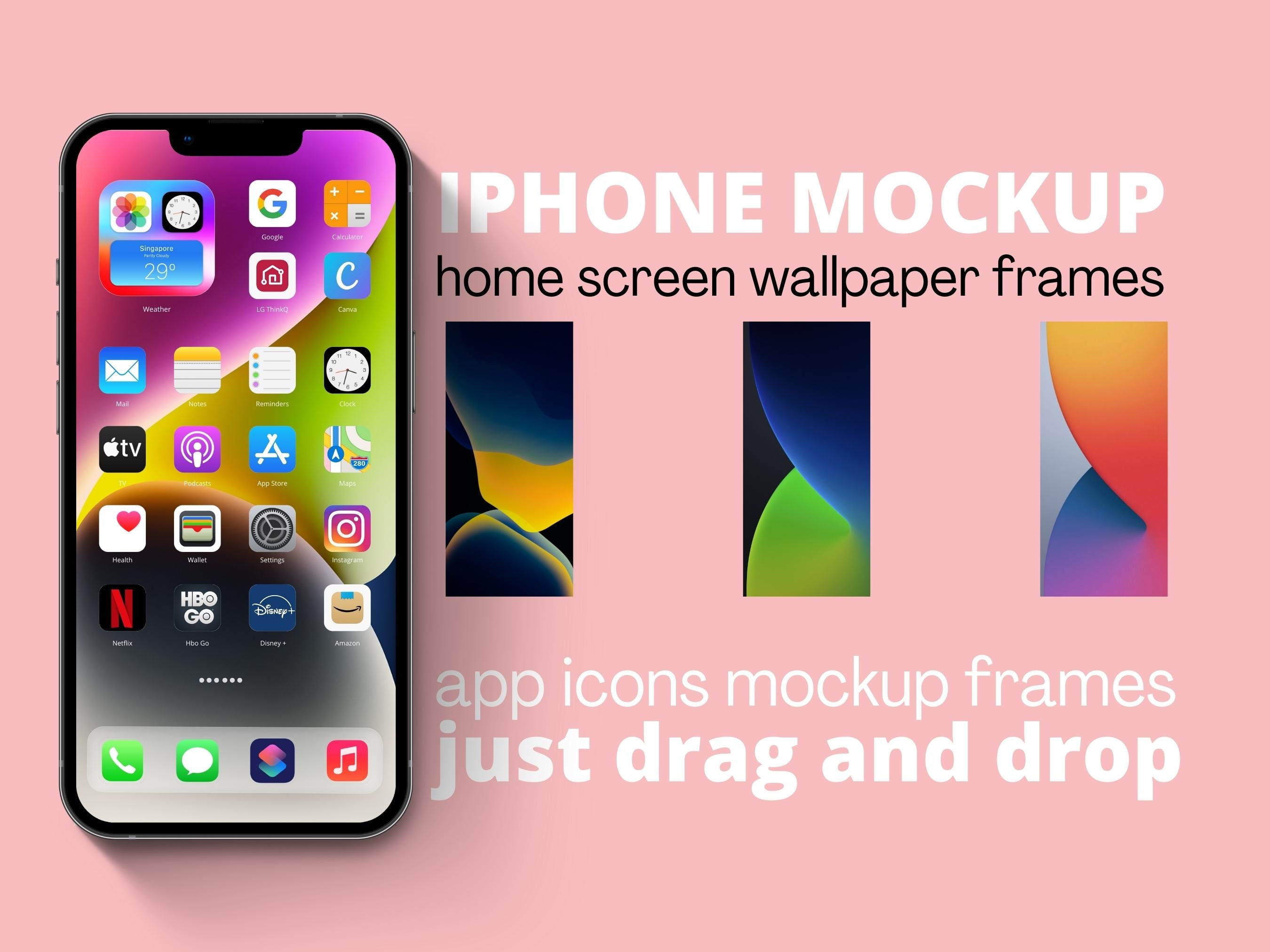 IPhone and iPad Mockup Bundle: Drag and Drop Ios 14 Icons (canva ...