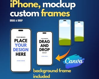iPhone 15 Canva Mockup, Drag & Drop Frames (Digital Download)