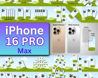 iPhone 16 Pro Clear Case Mockup, Canva Drag & Drop (Digital File)