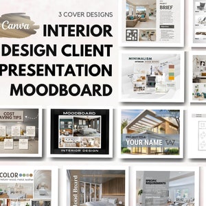 Interior Presentation Design Guide Moodboard Template in Canva.Digital Download, Home Decor Inspiration, Room Renovation, Stylish DIY Design