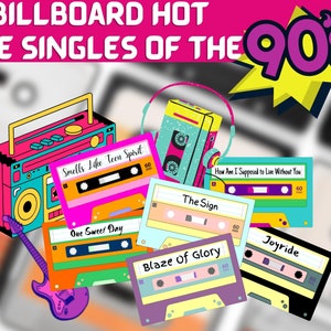90&#39;s cassette tape PNG sublimation design. 5 PNG clipart editable in Canva. Ai, DXF, Jpg, Png, Psd and Svg files available. Edit song names