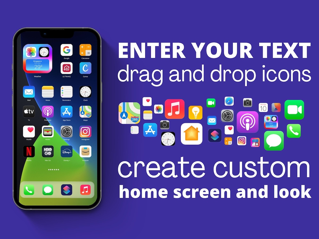 IPhone and iPad Mockup Bundle: Drag and Drop Ios 14 Icons (canva ...