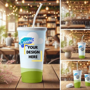Paper Tumbler Mockup Bundle Template Canva Customizable Tumbler Designs Rotating Tumbler Mockup Canva Editable Mockup Template