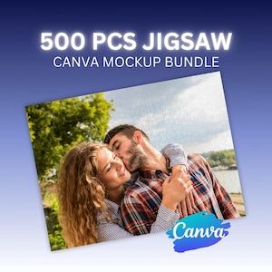 Leere Puzzle-Vorlage 500 Teile Jigsaw Canva Mockup für benutzerdefiniertes Fotopuzzle und Sublimationspuzzle Mockup Einfach mit Ziehen und Ablegen zu verwenden