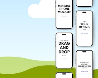 iPhone 15 Screen Mockup Bundle - Canva Drag & Drop Frames (Digital Download)