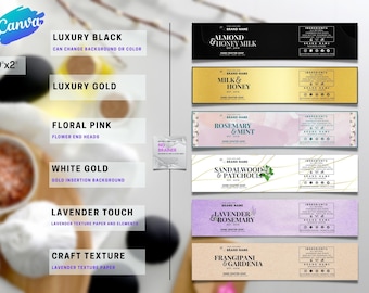 DIY product label. Editable soap label templates. 6 soap bar wrappers templates. Printable labels. Product packaging templates