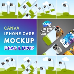 IPhone 15 Case Mockup Bundle x 10 - Ziehen und ablegen (Canva Frame Mockup) Tough Case Smart Mockup Printable Tough Case Smartphone Cover Template