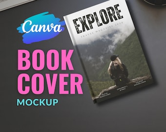 Canva Book Cover Mockup Bundle, Hardcover Journal Template (Digital Download)