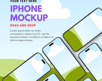 iPhone 15 Screen Mockup Bundle – Canva Drag and Drop (Digital File)