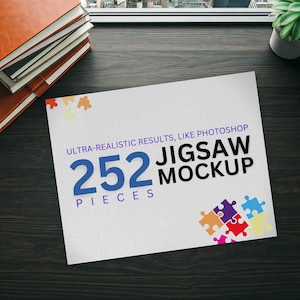 252 Piece Realistic Puzzle Mockup Canva Jigsaw Editable Sublimation Template Drag-and-Drop Blank Puzzle Design Ready in Seconds Easy to Use