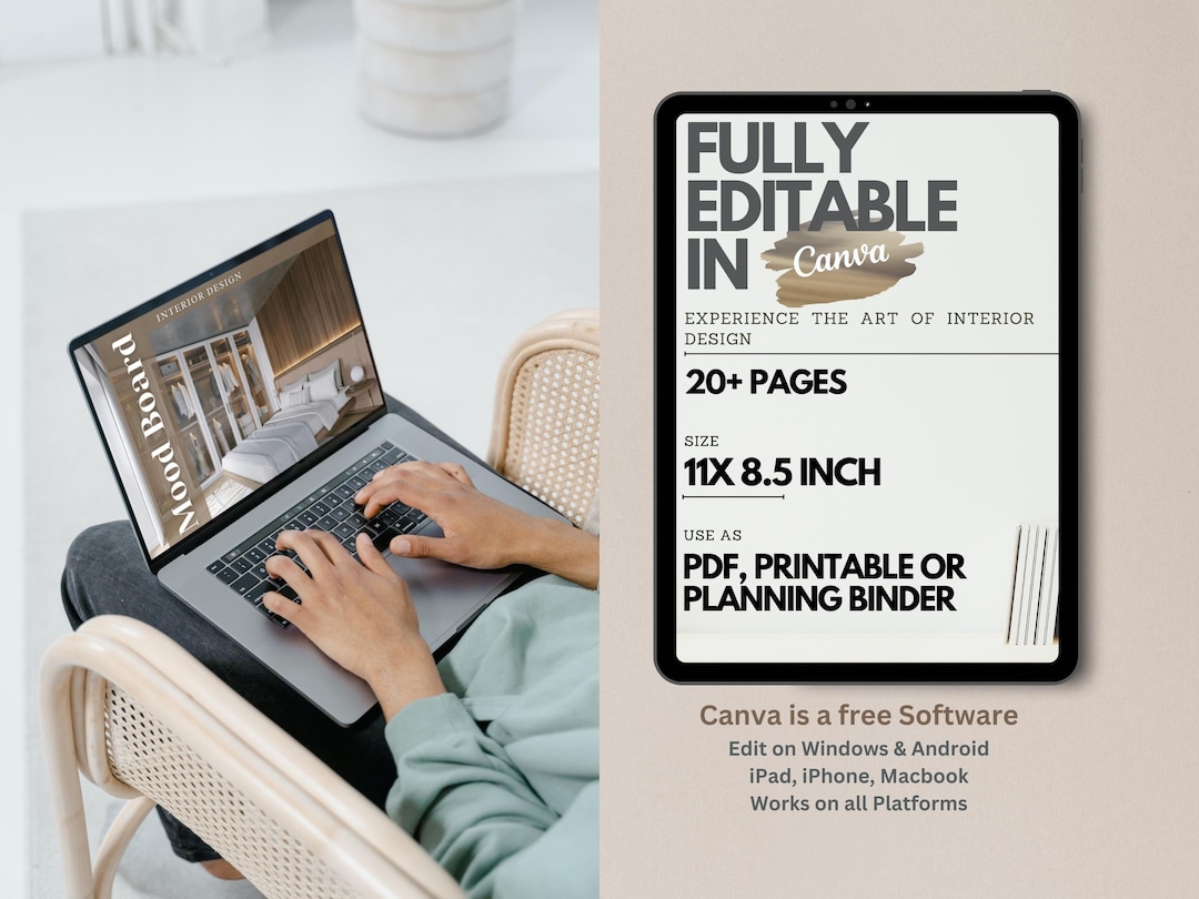 Message Board Templete Canva Moodboard Template, Interior Design Presentation (digital ...