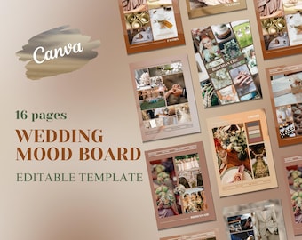 Wedding Mood Board Template, Editable Canva Planner (Digital Download)