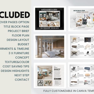 Interior Presentation Design Guide Moodboard Template in Canva.Digital Download, Home Decor Inspiration, Room Renovation, Stylish DIY Design