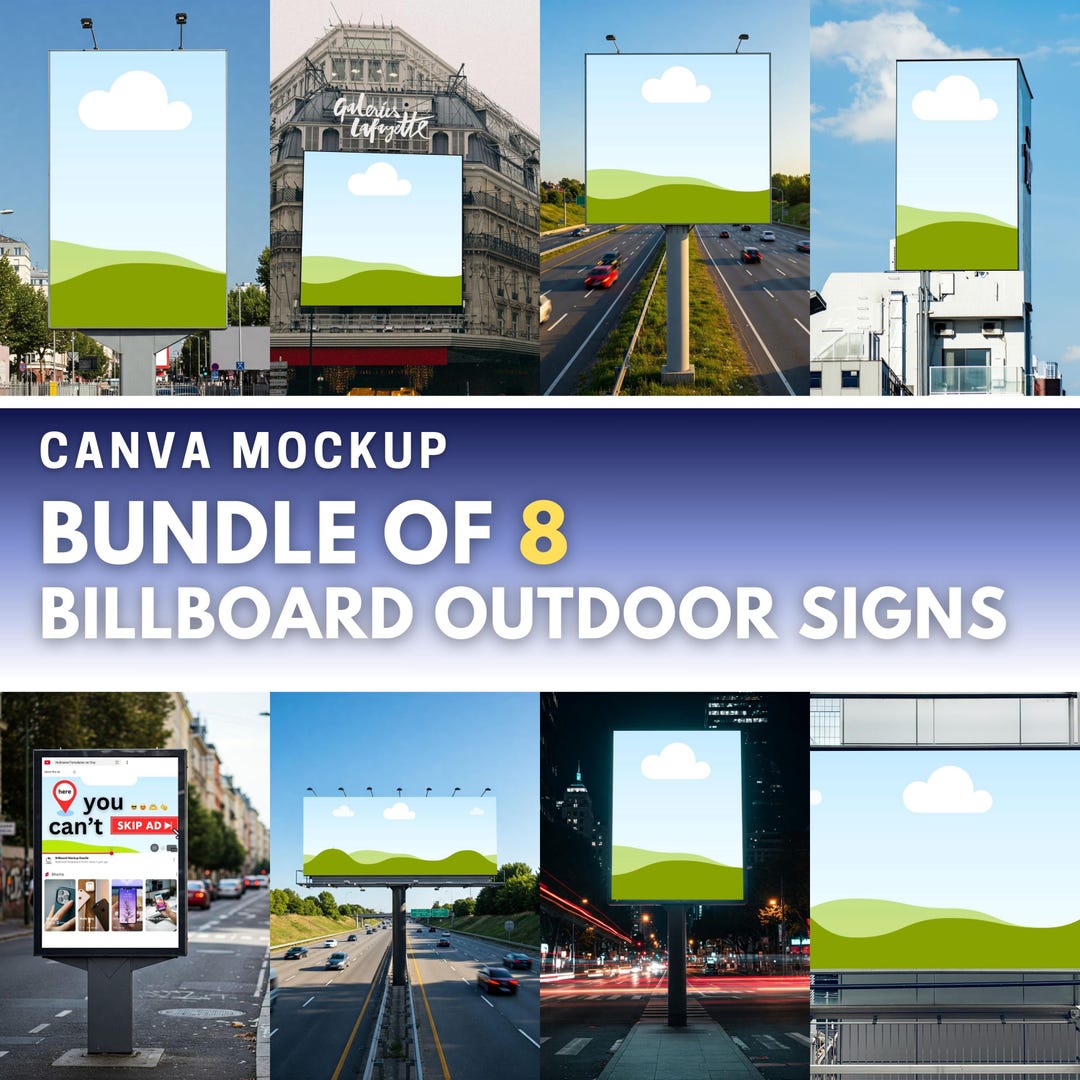 Billboard Mockup Canva Template, Editable Outdoor Ad Designs (digital ...