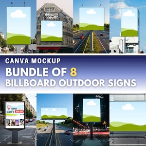 Outdoor Billboard Canva Mockup 6 Bearbeitbare Werbetafel Designs für Markenposter Canva Template Hochauflösende Brand Poster