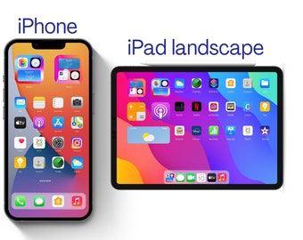 iPhone & iPad Mockup Bundle, iOS 14 Home Screen (Canva Editable, Digital Download)