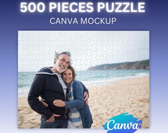 500 Teile Puzzle Canva Mockup, Sublimationsvorlage (Digitaler Download)
