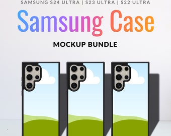 Samsung Galaxy Ultra Case Mockup Bundle x 35 - Drag and Drop Canva Frame Mockup - Tough Case Smart Mockup Printify Smartphone Cover Template