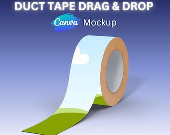 Anpassad tryckt tejp Canva Mockup, dra och släpp (digital fil)