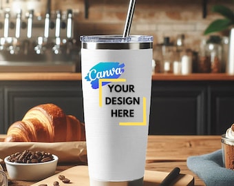 Tumbler Mockup, Canva Template with Smart Frames (Digital Download)