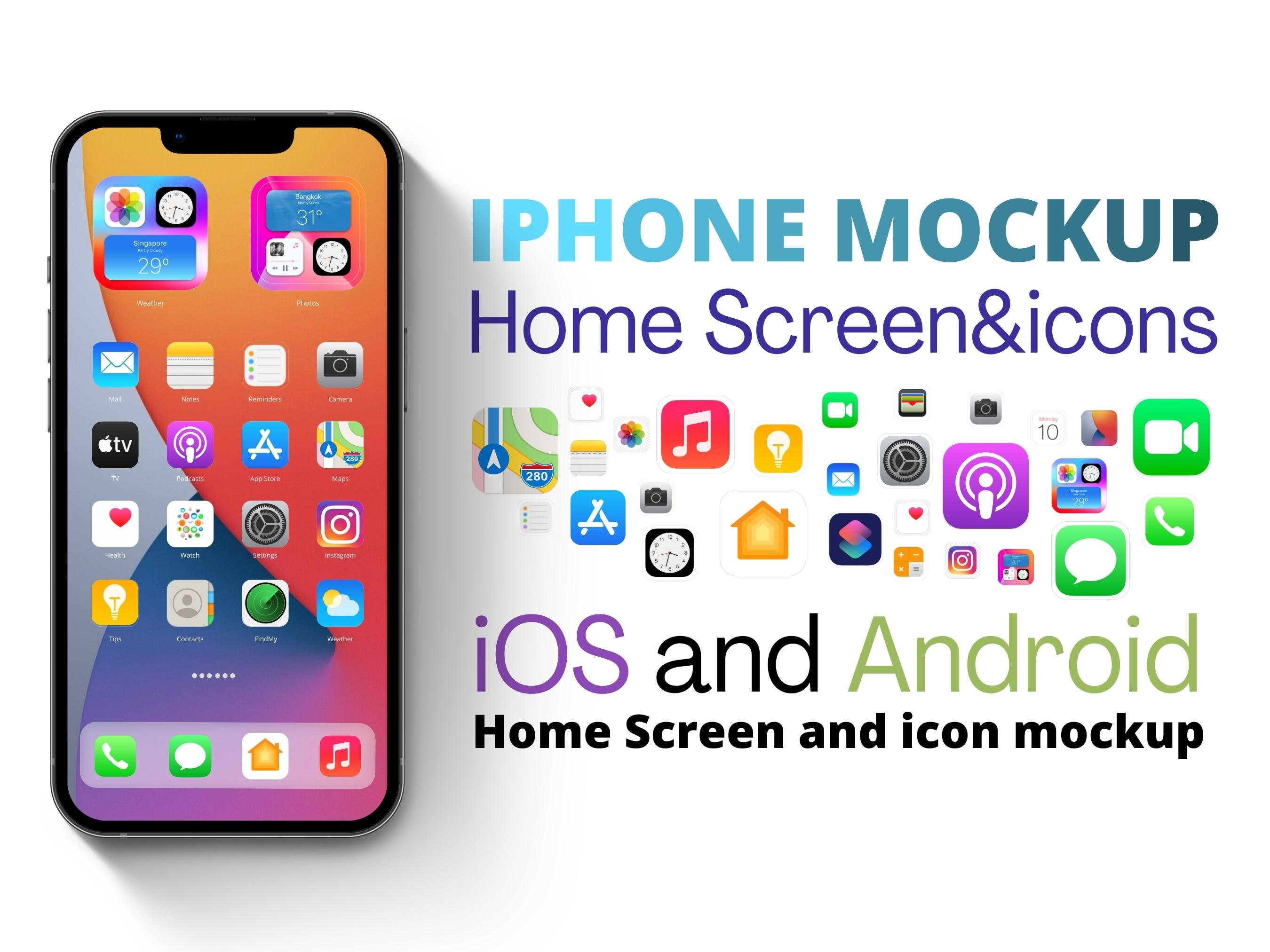 IPhone and iPad Mockup Bundle: Drag and Drop Ios 14 Icons (canva ...