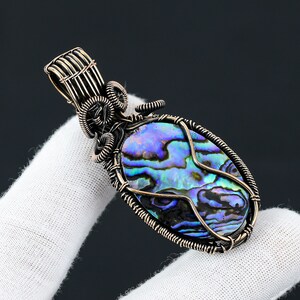 Handgemachter Kupferdraht Gewickelt Perlmutt Anhänger: Art Deco Schmuck