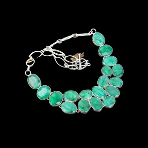ブラジル産エメラルド宝石ハンドメイド 925 スターリングシルバー エメラルドネックレス 925 刻印宝石 天然ブラジル産エメラルドネックレス ギフト用