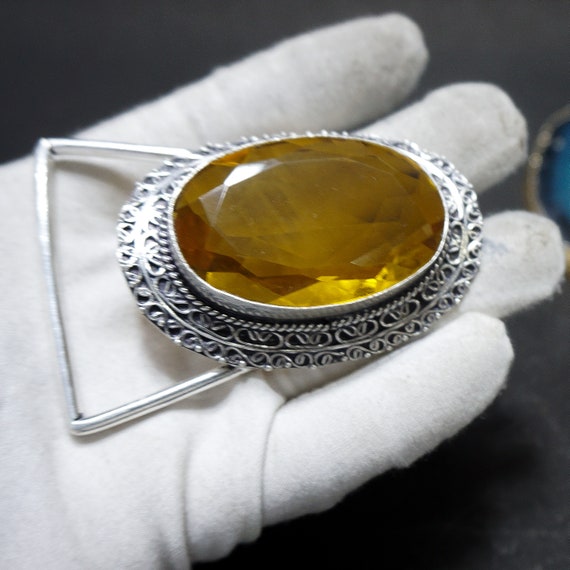 CITRINE Faceted Hand Polish Gemstone Handcrafted 925  display picture 2