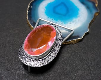 Handcrafted Pink Kunzite 925 Sterling Silver Vintage Buckle