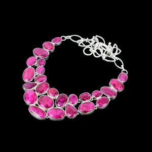 Kashmir Red Ruby Gemstone Handmade 925 Sterling Silver Ruby Necklace 925 Stamped Gemstone Kashmir Red Ruby Agate Necklace Gift For Lover
