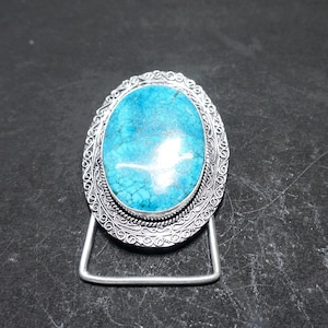 Tibetan Blue TURQUOISE Hand Polish Gemstone Handcrafted 925 Sterling Silver Vintage Buckle For Gift Many Occasion For Men men accessories