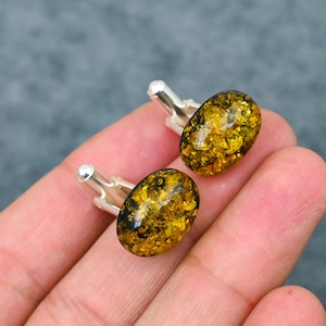 Baltic Amber Handcrafted 925 Sterling Silver Cufflinks Oval Shape Stone Hand Polished Stone For Gift For Men men accessories Gift For Groom