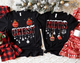 Chest Nuts Couples Matching Shirts, Funny Christmas Tees, Holiday Sweaters, Family Tee, Mr. & Mrs., Xmas Party, Grinch, Gift Sweatshirts