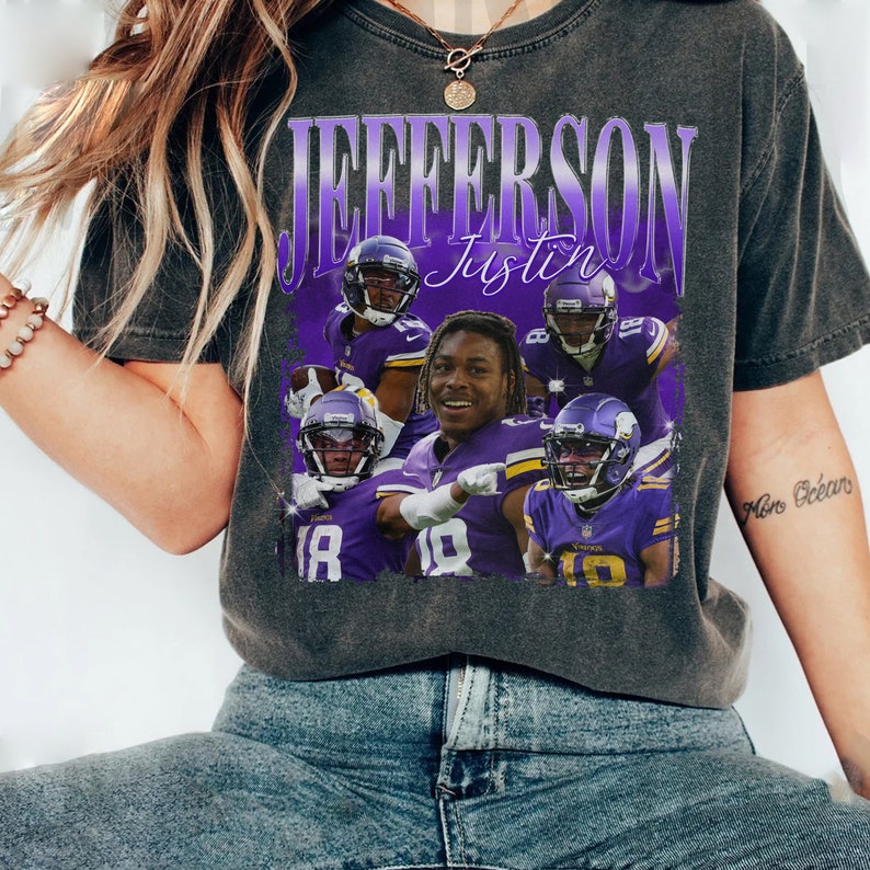 Vintage 90s Graphic Style Justin Jefferson T-Shirt, Sweatshirt, Hoodie, Football shirt, Classic 90s Graphic Tee, Trending Shirt image 2