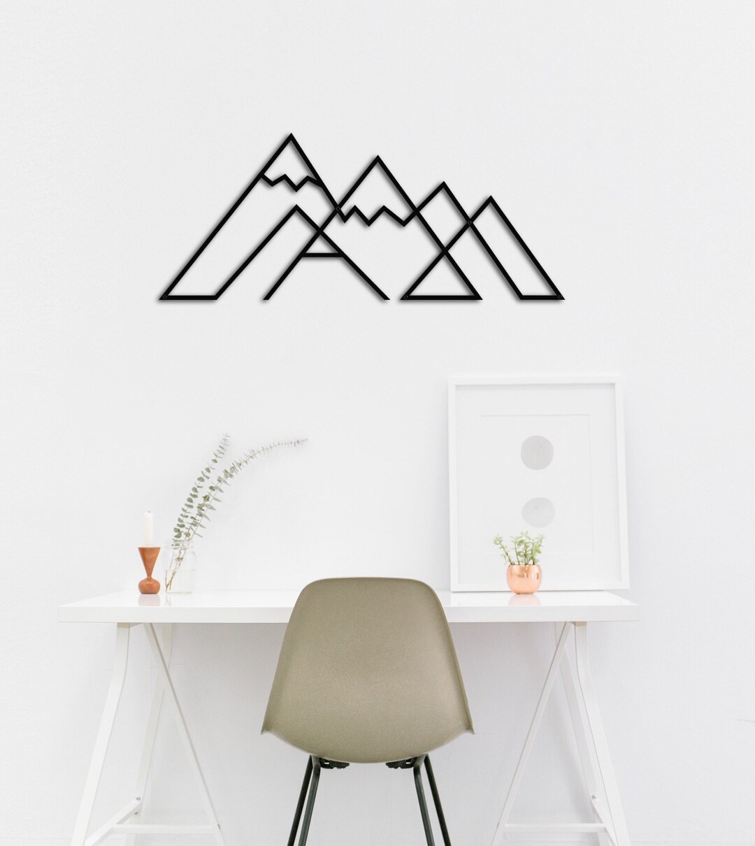 Mountain Wall Art Decor, Large Metal Mountain Wall Art, Minimalist