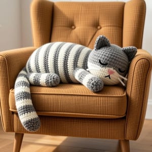 Crochet Cat Pattern PDF, Amigurumi Sleeping Kitten Plush Toy, Beginner Friendly (PDF Download)