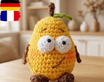 Schattig mangohaakpatroon pdf | Patroon amigurumi-fruit | Haakpatroon voor beginners | Gevuld mangospeelgoed | Kawaii Food-haakwerk | pdf-download