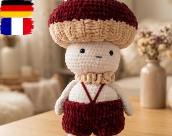 Mushroom Crochet Pattern: Amigurumi Doll with Hat (Instant PDF Download)