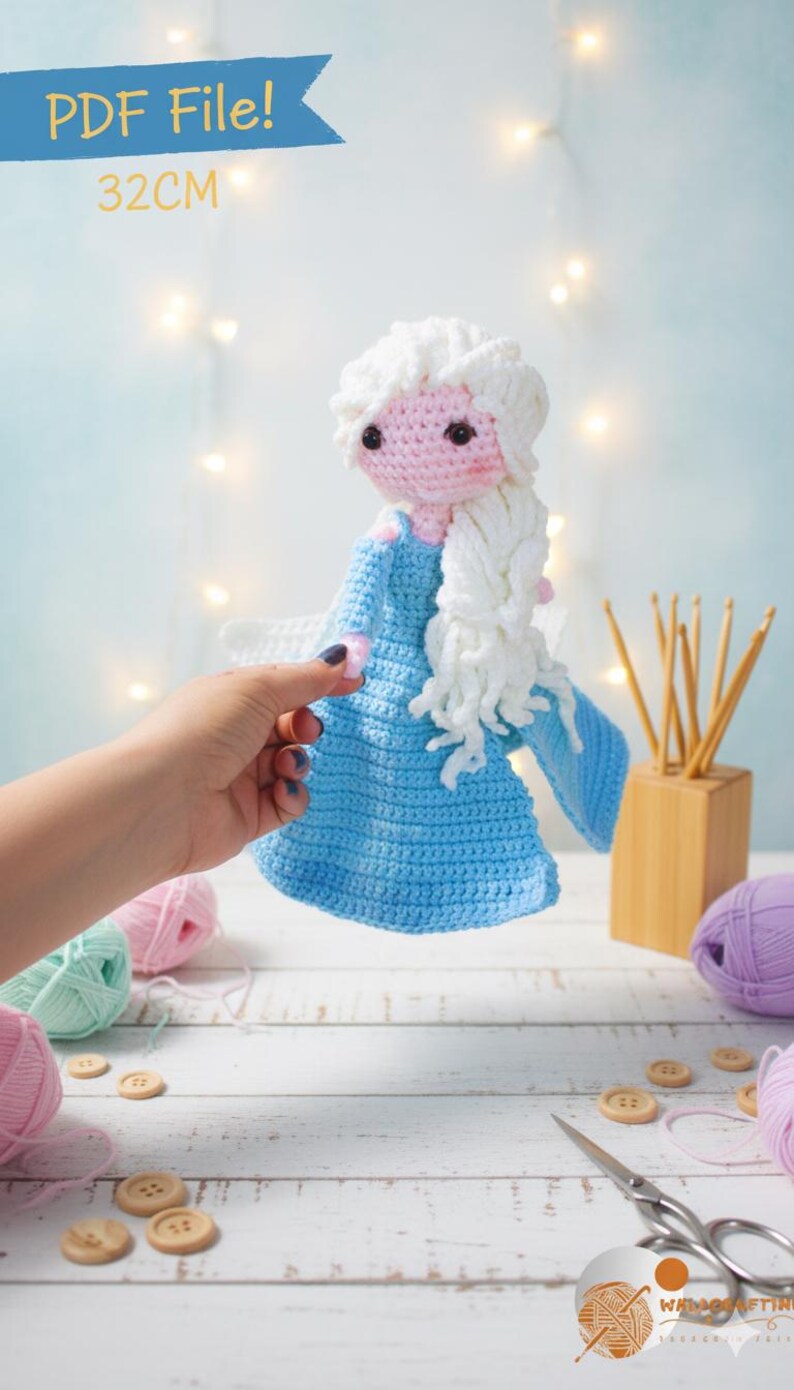 Elsa Amigurumi-haakpatroon: sneeuwkoningin-pop (pdf-download) Geschikt voor beginners afbeelding 8