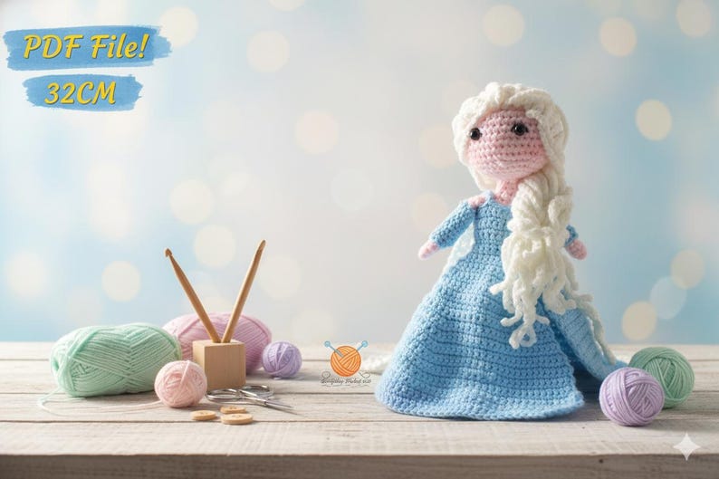 Elsa Amigurumi-haakpatroon: sneeuwkoningin-pop (pdf-download) Geschikt voor beginners afbeelding 12