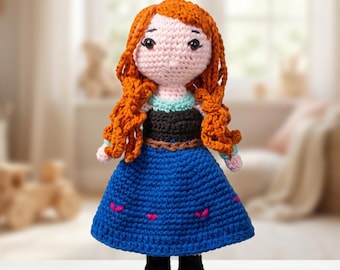 Amigurumi Crochet Pattern: Frozen Anna Doll (PDF Download, Beginner-Friendly)