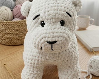 Crochet Hippo Plushie Pattern: Amigurumi Tutorial (PDF Download)