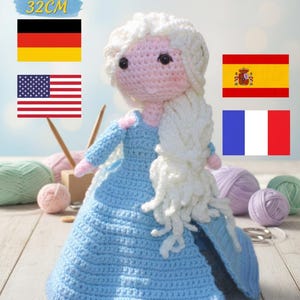 Elsa Amigurumi-haakpatroon: sneeuwkoningin-pop (pdf-download) Geschikt voor beginners