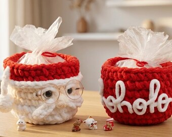 Christmas Cachepot Crochet Pattern, Santa, Reindeer (PDF Pattern)