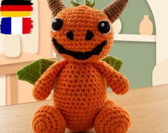 Pumpkin Dragon Crochet Pattern PDF | Halloween Amigurumi Pattern | Beginner Crochet | Fall Decor Stuffed Animal | Spooky Cute Plush