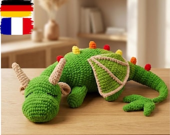 Gehaakt patroon slapende draak, haakpatroon gemiddeld | Gevulde drakenspeelgoed | Fantasie knuffel | Direct downloaden
