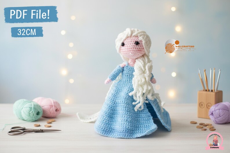 Elsa Amigurumi-haakpatroon: sneeuwkoningin-pop (pdf-download) Geschikt voor beginners afbeelding 11