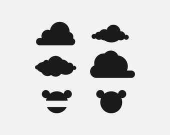 Toy clouds SVG, cartoon cloud silhouette, mouse head png , black cloud clipart, nursery cloud cut file, cloud outline, fluffy cloud PNG